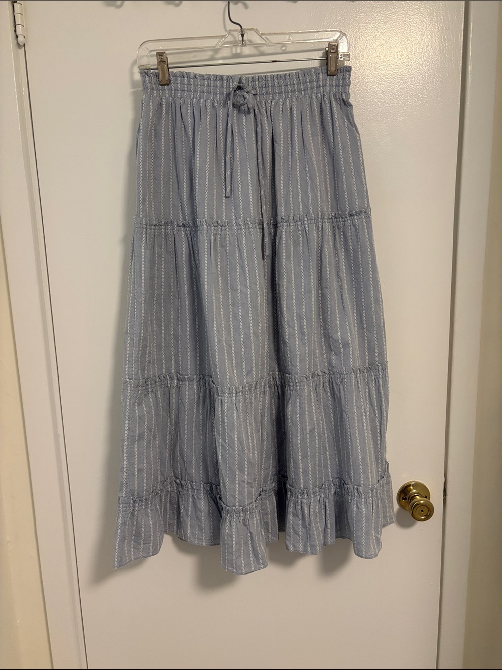 NWT Madewell Tiered Blue Stripe Maxi Skirt